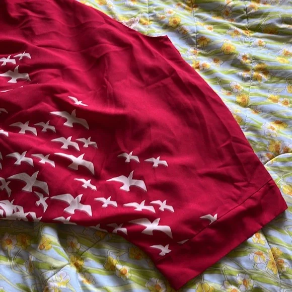 Anthropologie Pins and Needles red, cropped kimono with bird pattern Size M. - Picture 6 of 9